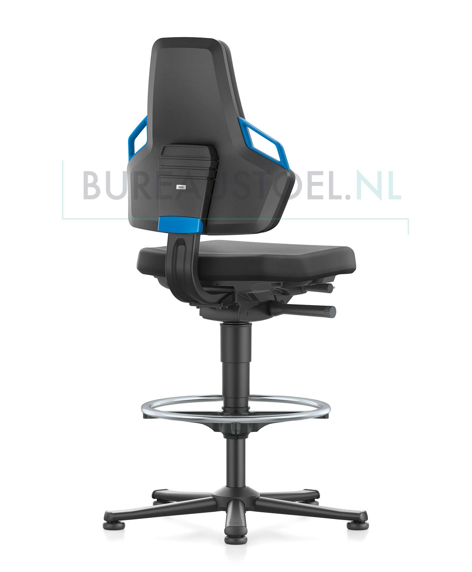 industriestoel-bimos-nexxit-9031-blauwe-handgrepen-zijwaarts-achter-aanzicht | www.bureaustoel.nl