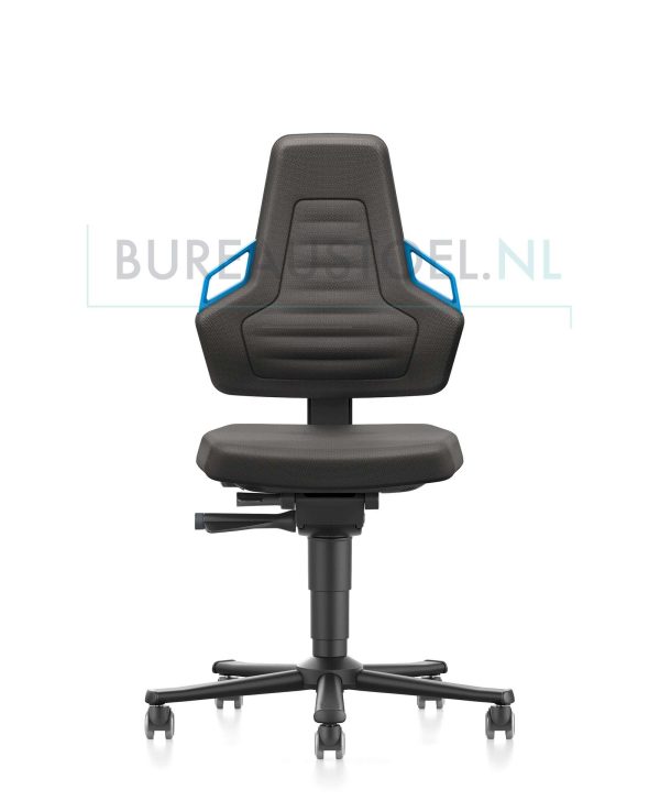 werkstoel-bimos-nexxit-9033-blauwe-handgrepen-voor-aanzicht | www.bureaustoel.nl