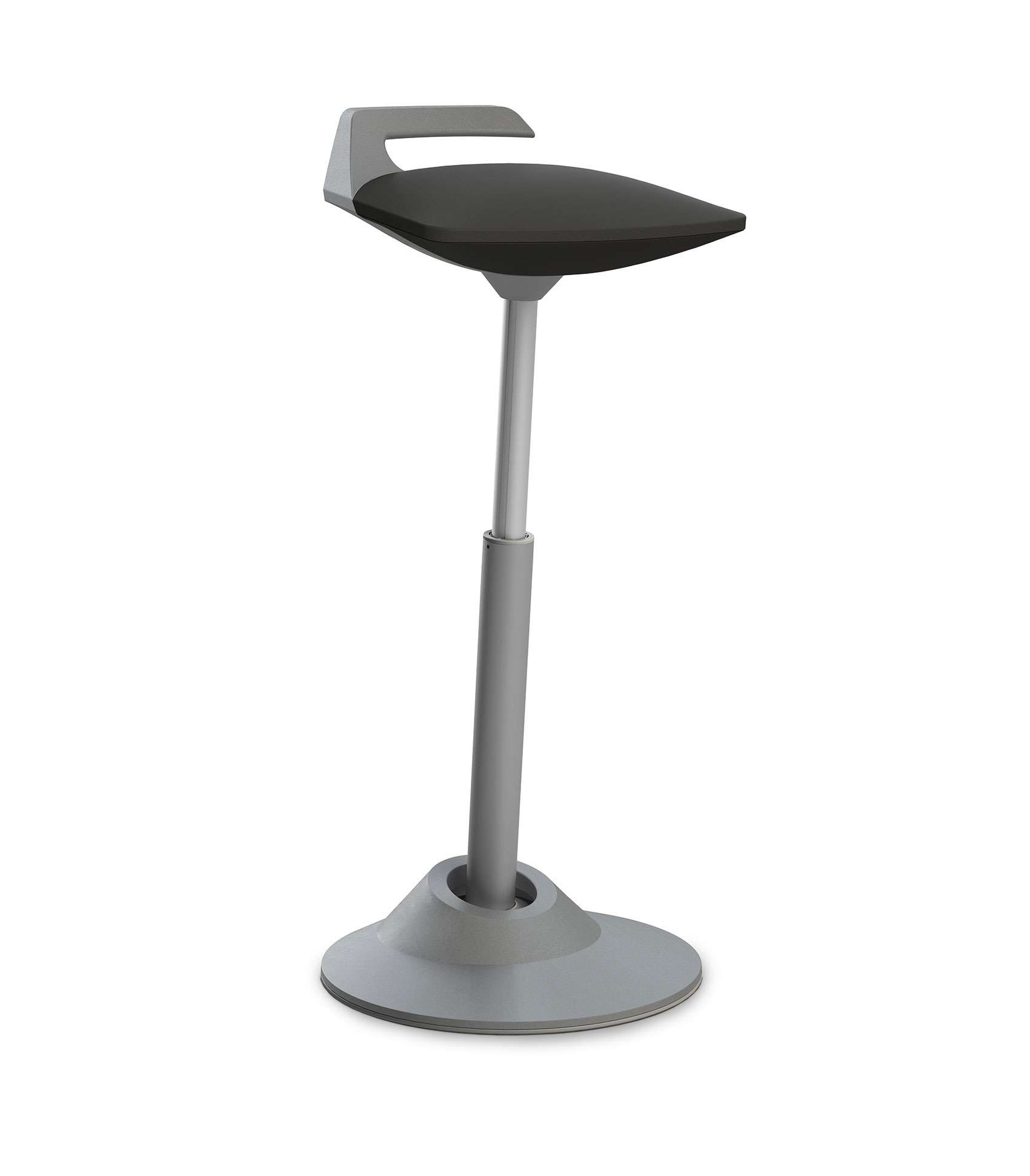 Aeris Muvman Zit-Stahulp 311 Kunstleder Zwart AT Onderstel Grijs Hoog | www.bureaustoel.nl