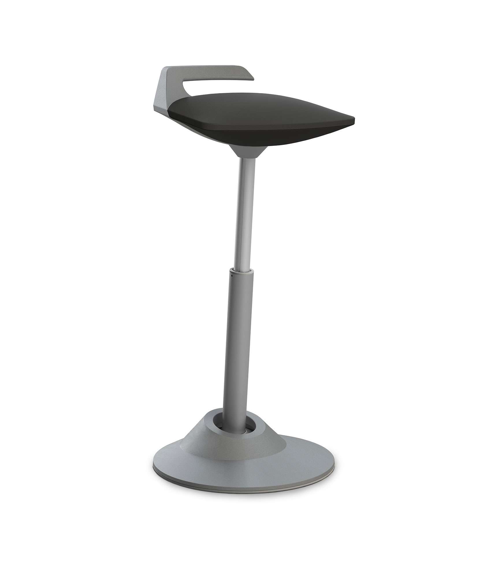 Aeris Muvman Zit-Stahulp 311 Kunstleder Zwart AT Onderstel Grijs Standaard | www.bureaustoel.nl