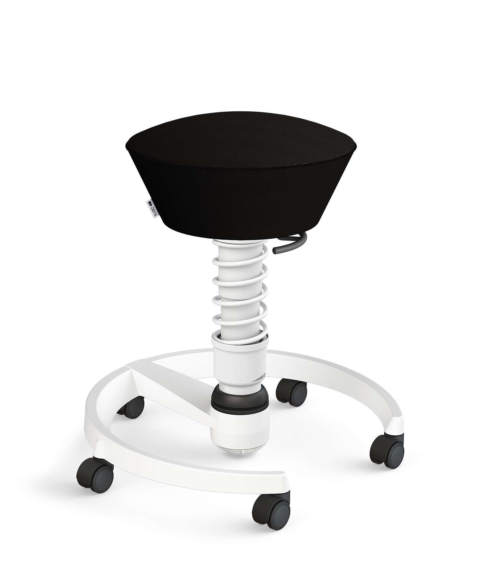 Aeris Swopper 102 Onderstel Wit op wielen Mesh Runner RN Zwart 01 Standaard Veer wit | www.bureaustoel.nl