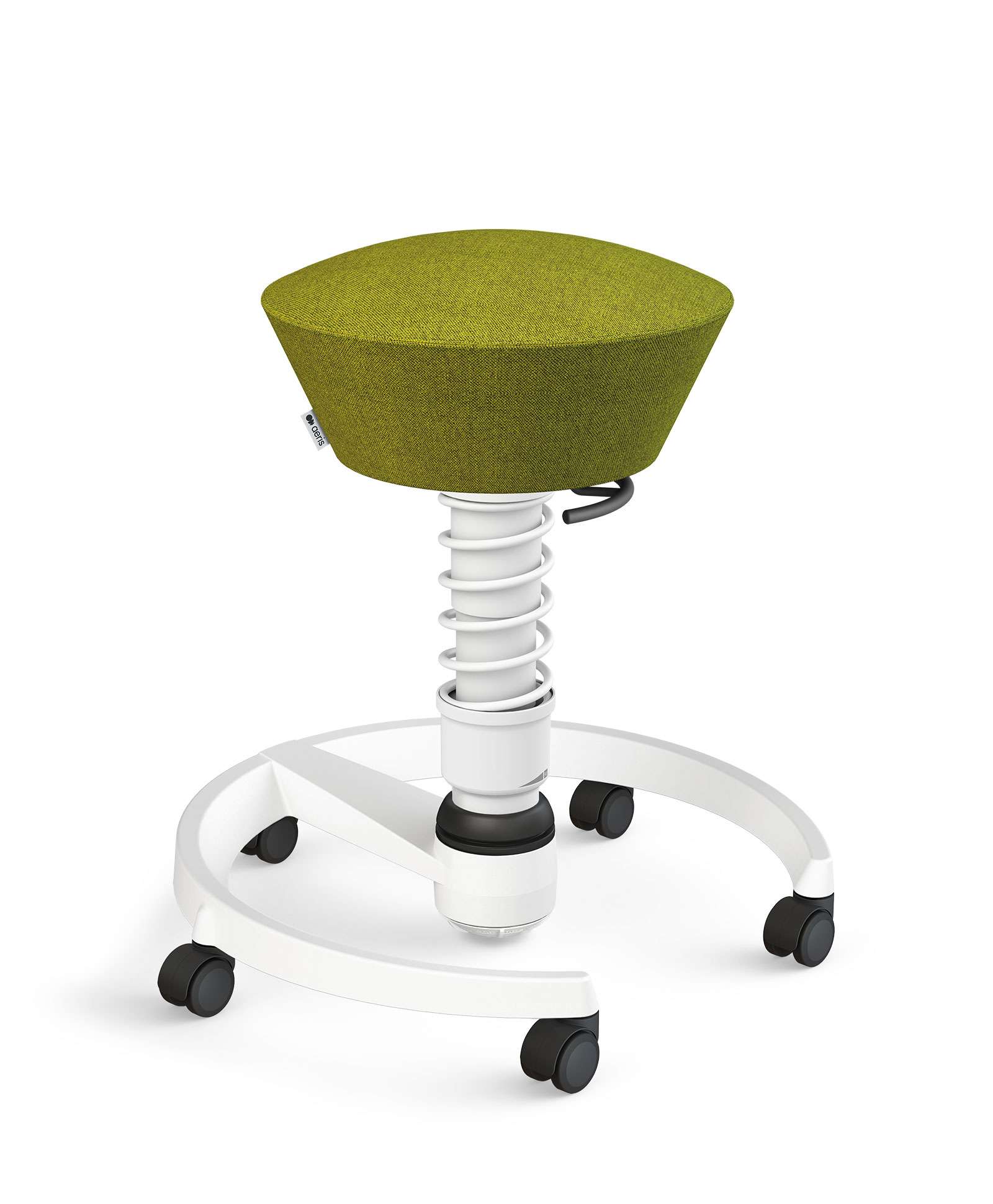 Aeris Swopper 102 Onderstel Wit op wielen Wol Capture CP Groen 05 Standaard Veer wit | www.bureaustoel.nl
